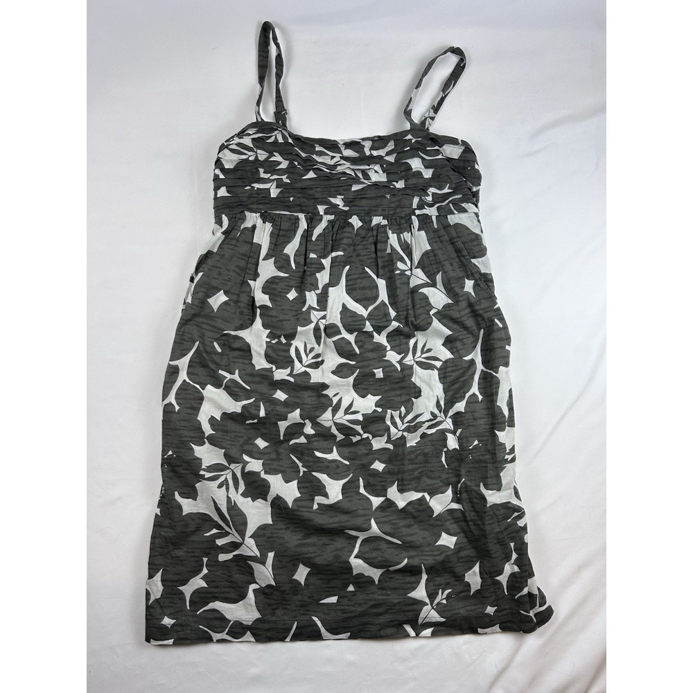 Women's Old Navy Charcoal Gray White Floral Cotton Sundress‎ With Pockets Size S